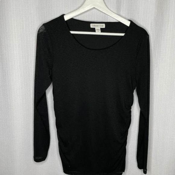 Coldwater Creek Tops - Coldwater Creek Black Ruched Chiffon Blouse‎